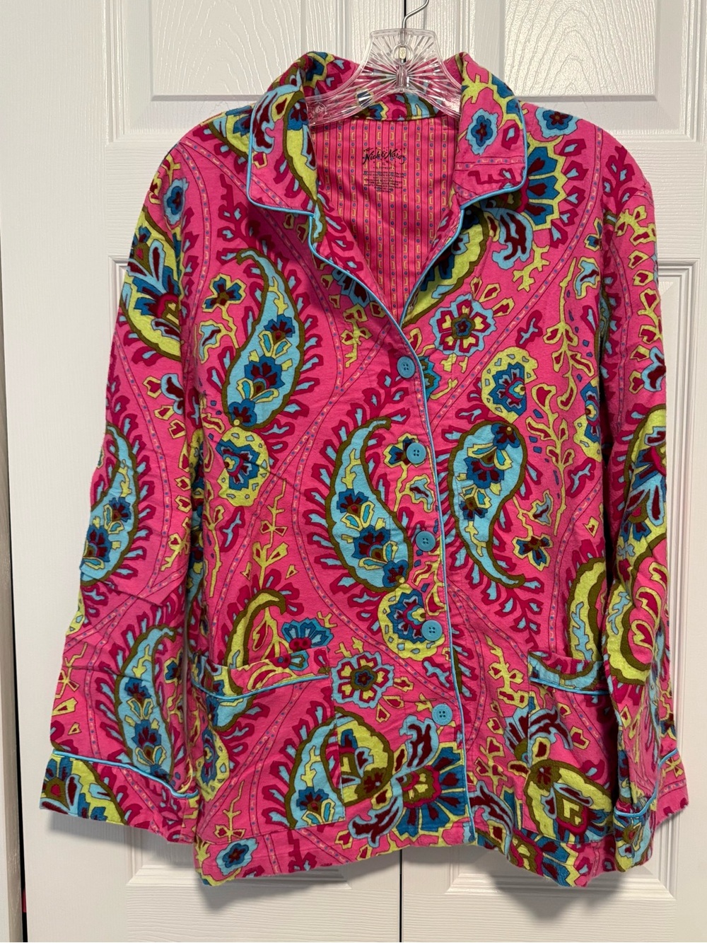 Nick and Nora Bright Pink Paisley Flannel Pajamas